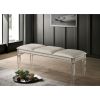 Antique Classic Pearl White 1pc Bench Only Contemporary Solid wood Acrylic Legs Crystal And Mirror Accent