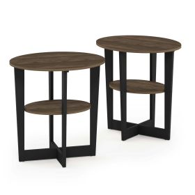 Oval End Table, Set of Two, Columbia Walnut/Black