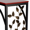 C-shaped Wood and Metal Leaf Pattern End Table, Set of 2, Brown/Black