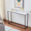 Faux Marble Console Table; Snack Entryway Table; Entrance Sofa Table; MDF Entry Table; Accent Coffee Table with Metal Frame; Couch Table for Hallway;