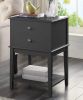 conifferism Tall Bed Side Tables Black,Large Wood Nightstand with 2 Drawers 28 inch Height for Living Room,Sofa End Table with Storage Shelf for Home