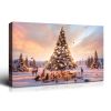 Framed Canvas Wall Art Decor Painting For Chrismas, Lighted Pine Tree at Night Chrismas Gift Painting For Chrismas Gift, Decoration For Chrismas Eve O