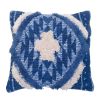 18 X 18 Shaggy Cotton Accent Throw Pillows, Southwest Aztec Pattern, Set of 2, Blue, White