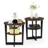 Oval End Table, Set of Two, Columbia Walnut/Black