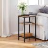 3-Tier End Table Nightstands Set of 2 Side Table with Storage Shelf for Living Room Bedroom Chestnut Brown and Black