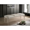 Antique Classic Pearl White 1pc Bench Only Contemporary Solid wood Acrylic Legs Crystal And Mirror Accent