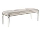 Antique Classic Pearl White 1pc Bench Only Contemporary Solid wood Acrylic Legs Crystal And Mirror Accent