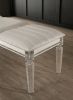 Antique Classic Pearl White 1pc Bench Only Contemporary Solid wood Acrylic Legs Crystal And Mirror Accent