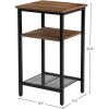 3-Tier End Table Nightstands Set of 2 Side Table with Storage Shelf for Living Room Bedroom Chestnut Brown and Black