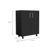 Lewis Storage Cabinet Base, Four Caster, Double Door Cabinet, Two Interior Shelves