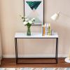 Faux Marble Console Table; Snack Entryway Table; Entrance Sofa Table; MDF Entry Table; Accent Coffee Table with Metal Frame; Couch Table for Hallway;