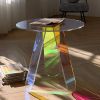 Acrylic Rainbow Color Coffee Table, Iridescent Glass End Table Round Side Table Modern Accent TV Table for Living Bed Room Decoration,small,Amazon Ban