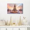 Framed Canvas Wall Art Decor Painting For Chrismas, Lighted Pine Tree at Night Chrismas Gift Painting For Chrismas Gift, Decoration For Chrismas Eve O