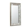 24" x 15" Antique Silver Rectangle Mirror with Floral Accents, Mirrored Display Tray, Hanging Wall Mirror