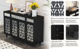 Accent Buffet Sideboard with 4 Mirror Doors, Storage Cabinet Console Table with Adjustable Shelves, Kitchen Cupboard Server Bar Cabinet for Living Roo