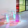 Acrylic Rainbow Color Coffee Table, Iridescent Glass End Table Round Side Table Modern Accent TV Table for Living Bed Room Decoration,small,Amazon Ban