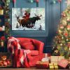 Framed Canvas Wall Art Decor Painting For Chrismas, Santa Claus with cute Animals Chrismas Gift Painting For Chrismas Gift, Decoration For Chrismas Ev