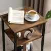 3-Tier End Table Nightstands Set of 2 Side Table with Storage Shelf for Living Room Bedroom Chestnut Brown and Black