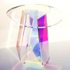 Acrylic Rainbow Color Coffee Table, Iridescent Glass End Table Round Side Table Modern Accent TV Table for Living Bed Room Decoration,small,Amazon Ban