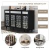 Accent Buffet Sideboard with 4 Mirror Doors, Storage Cabinet Console Table with Adjustable Shelves, Kitchen Cupboard Server Bar Cabinet for Living Roo