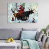 Framed Canvas Wall Art Decor Painting For Chrismas, Santa Claus with cute Animals Chrismas Gift Painting For Chrismas Gift, Decoration For Chrismas Ev