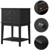 conifferism Tall Bed Side Tables Black,Large Wood Nightstand with 2 Drawers 28 inch Height for Living Room,Sofa End Table with Storage Shelf for Home