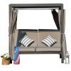 Direct Wicker Steel Lounger With Shade and Curtain, Adjustable Back Outdoor Daybed