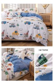 Korean Style Pure Cotton Bedding Set Of Four Pieces (Option: Autohome-1.5m Fitted Sheet Style)