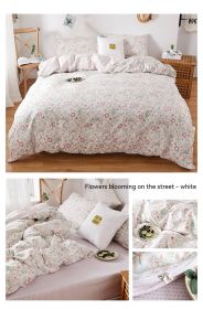 Korean Style Pure Cotton Bedding Set Of Four Pieces (Option: White-1.5m Fitted Sheet Style)