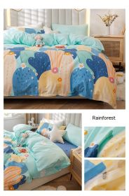 Korean Style Pure Cotton Bedding Set Of Four Pieces (Option: Tropical rainforest-1.5m Fitted Sheet Style)