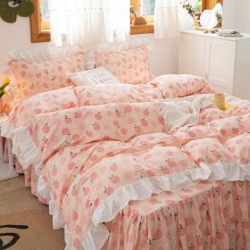 Small Floral Korean Version Bed Skirt Set Of Four Pieces (Option: Oolong-1.2m bed sheet style)