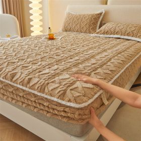 Winter Thicken Thermal Corn Velvet Milk Fiber Quilted Fitted Sheet Fully Surrounded Mattress Non-slip Mattress (Option: Milk Brown-90cmx 200cm)