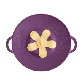 Kitchen Silicone Stockpot Soup Anti-overflow Pot Cover Home (Option: Purple-325MM)