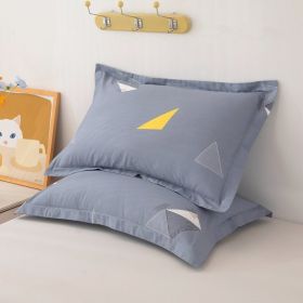 One Pair Of Pure Cotton Pillowcases For Single Person (Option: British Fashion Grey-40cmX60cm)