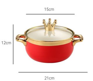 Instant Noodle Bowl Ceramic Dormitory Soup Bowl With Lid Household (Option: Hongjin)