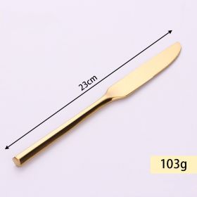 Stainless Steel Knife Fork And Spoon Set Hexagonal Forging (Option: Gold Main Meal Knife)