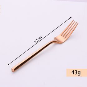 Stainless Steel Knife Fork And Spoon Set Hexagonal Forging (Option: Rose Gold Dessert Fork)