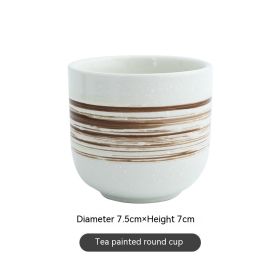 Retro Water Glass Ceramic Drinking Cup Quaint Tea Set Sushi Cup Teacup (Option: Tea Painting Round Goblet)