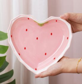 Cute Strawberry Ceramic Love Bowl Shaped (Option: Plate)