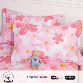 A Pair Of Cotton Pillowcases For Household Use (Option: Rich floral fragrance-48cmX74cm)