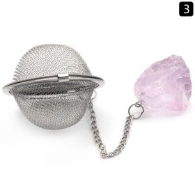 Natural Raw Gemstone Filter Ball Stew Ingredients Ball Stainless Steel Tea Filter Kitchen Gadgets (Option: Light Amethyst)