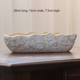 Succulent Flower Pot Shallow Mouth Oval Rectangular Large Diameter Platter Porcelain Simple Retro Stoneware (Option: Gold Wave Mottled-As Shown In The Figure)