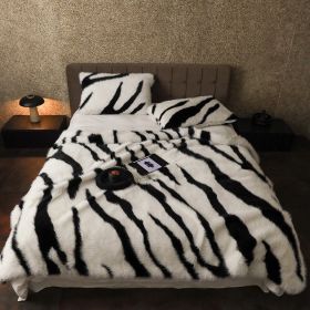 Altan Long-haired Rabbit Fur Short Velvet Cover Blanket Affordable Luxury Style (Option: Zebra Beige-Blanket 100x160cm)