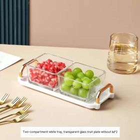 Dried Fruit Tray Living Room Home Glass Fruit Snack Dish Grid Candy Plate (Option: White Tray 1 2 Plates)