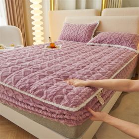 Winter Thicken Thermal Corn Velvet Milk Fiber Quilted Fitted Sheet Fully Surrounded Mattress Non-slip Mattress (Option: Taro Purple-90cmx 200cm)