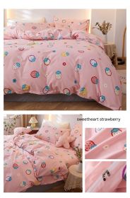 Korean Style Pure Cotton Bedding Set Of Four Pieces (Option: Sweetheart Strawberry-1.5m bed sheet style)