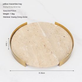 Natural Marble Round Metal Frame Tray Desktop Storage Display Plate (Option: 25cm)