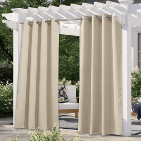 Solid Color Outdoor Waterproof And Sun Protection UV Protection High Precision Black Silk Shading Curtain (Option: Beige-107 √ó 164cm)