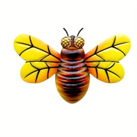 1pc/4pcs, Metal Colorful Bee Wall Decor, Bee Metal Wall Decor, Bee Metal Wall Art, Wall Decor, Metal Home Decor Wall Sculpture, Outside Decor, Outdoor (Style: Yellow)