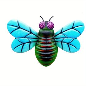 1pc/4pcs, Metal Colorful Bee Wall Decor, Bee Metal Wall Decor, Bee Metal Wall Art, Wall Decor, Metal Home Decor Wall Sculpture, Outside Decor, Outdoor (Style: Blue)